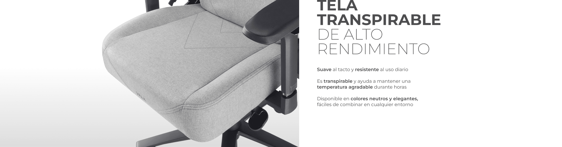Tejido premium transpirable y resistente en color gris